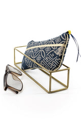 Etui à lunette - indigo "multi motifs" traditionnel - tissu japonais