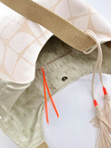 sac "Kumi"- serie "nomura blanc" anse bronze - tissu contemporain japonais