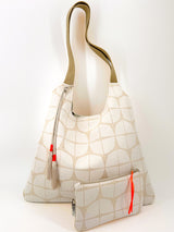 sac "Kumi"- serie "nomura blanc" anse bronze - tissu contemporain japonais