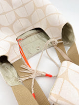 sac "Kumi"- serie "nomura blanc" anse bronze - tissu contemporain japonais