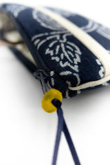 Etui à lunette - indigo "floral" traditionnel - tissu japonais imprimé main