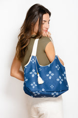Sac Kawaï S - shibori bleu denim - tissu japonais