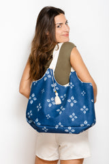 Sac Kawaï L - shibori bleu denim - tissu japonais