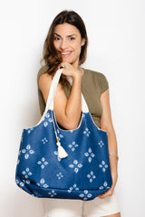 Sac Kawaï L - shibori bleu denim - tissu japonais