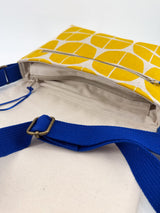 sac baby annā - série "nomura" jaune/ bandoulière bleu roi - tissu japonais contemporain