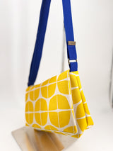 sac baby annā - série "nomura" jaune/ bandoulière bleu roi - tissu japonais contemporain