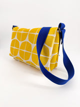 sac baby annā - série "nomura" jaune/ bandoulière bleu roi - tissu japonais contemporain