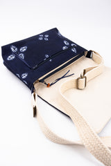sac baby annā - motif shibori bleu nuit - tissu japonais