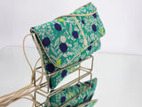 sac "geisha"  - Plum vert - coton&lin - tissu japonais