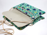 sac "geisha"  - Plum vert - coton&lin - tissu japonais