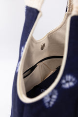Sac Kawaï S - shibori bleu nuit - tissu japonais