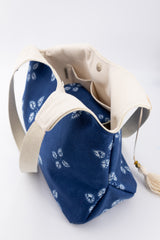 Sac Kawaï L - shibori bleu denim - tissu japonais