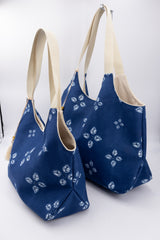 Sac Kawaï L - shibori bleu denim - tissu japonais