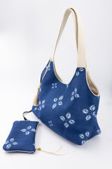 Sac Kawaï S - shibori bleu denim - tissu japonais