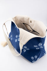 Sac Kawaï S - shibori bleu denim - tissu japonais