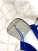sac "Kumi"- serie "nomura blanc" anse bleu roi - tissu contemporain japonais