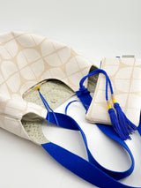 sac "Kumi"- serie "nomura blanc" anse bleu roi - tissu contemporain japonais