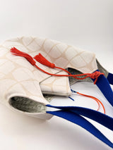 sac "Kumi"- serie "nomura blanc" anse bleu roi/ orange - tissu contemporain japonais
