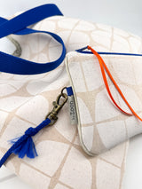 sac "Kumi"- serie "nomura blanc" anse bleu roi/ orange - tissu contemporain japonais