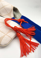 sac "Kumi"- serie "nomura blanc" anse bleu roi/ orange - tissu contemporain japonais