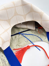 sac "Kumi"- serie "nomura blanc" anse bleu roi/ orange - tissu contemporain japonais
