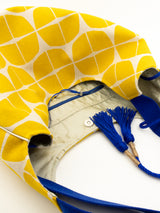 sac "Kumi"- serie "nomura jaune" anse bleu roi - tissu contemporain japonais