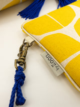 sac "Kumi"- serie "nomura jaune" anse bleu roi - tissu contemporain japonais