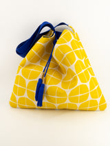 sac "Kumi"- serie "nomura jaune" anse bleu roi - tissu contemporain japonais