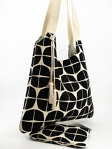 sac "Kumi"- serie "nomura noir" anse crème - tissu contemporain japonais