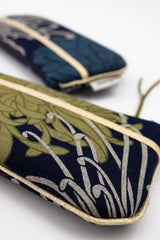 Etui à lunette - blue kiku - tissu traditionnel Japonais