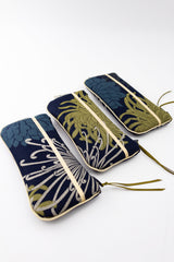 Etui à lunette - blue kiku - tissu traditionnel Japonais