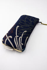 étui à lunette - kiku bleu nuit - tissu traditionnel Japonais