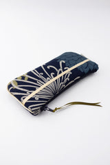 étui à lunette - kiku bleu nuit - tissu traditionnel Japonais