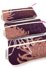 étui à lunette - kiku/prune - tissu traditionnel Japonais