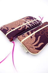 étui à lunette - kiku/prune - tissu traditionnel Japonais