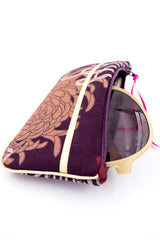 étui à lunette - kiku/prune - tissu traditionnel Japonais