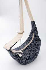 sac moon bag - motif "floral" traditionnel - tissu japonais