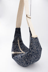 sac moon bag - motif "floral" traditionnel - tissu japonais