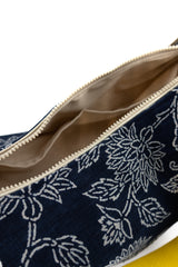 sac "moon bag" - indigo floral - tissu traditionnel japonais