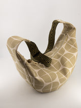 Sac "Moon bag" - série "nomura" kaki/beige - tissu japonais contemporain