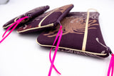 pochettes - 3 tailles - "kiku/prune" - tissu japonais