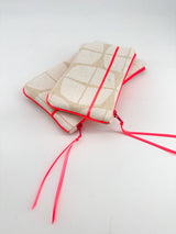 pochettes - 3 tailles -serie "nomura blanc" fluo - tissu japonais contemporain