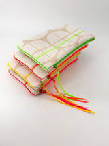 pochettes - 3 tailles -serie "nomura blanc" fluo - tissu japonais contemporain