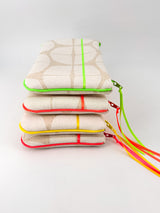 pochettes - 3 tailles -serie "nomura blanc" fluo - tissu japonais contemporain