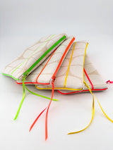 pochettes - 3 tailles -serie "nomura blanc" fluo - tissu japonais contemporain