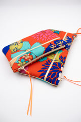 pochettes - 3 tailles - "kimono rouge" - tissu japonais