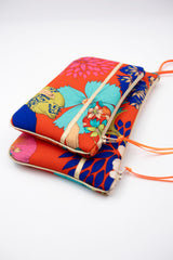 pochettes - 3 tailles - "kimono rouge" - tissu japonais