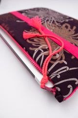 Housse ordinateur 11' - 13' - 15' au choix - motif Kiku/prune - tissu traditionnel japonais