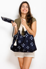 Sac Kawaï L - shibori bleu nuit - tissu japonais