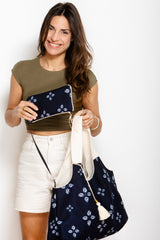 Sac Kawaï L - shibori bleu nuit - tissu japonais